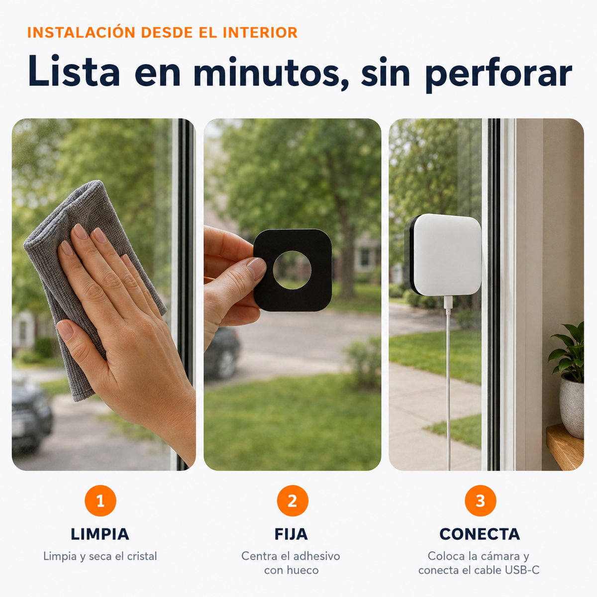 Instalación de Vigtu View desde el interior en tres pasos con cable conectado