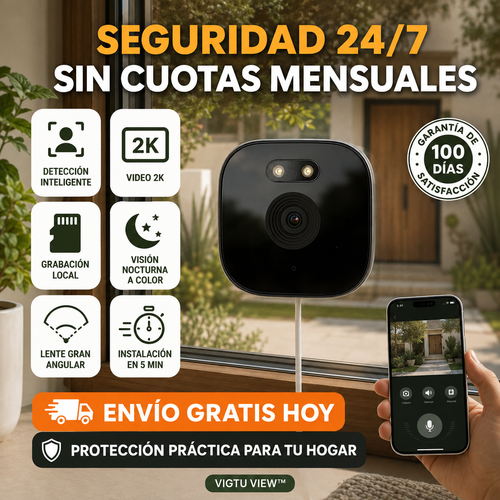 Vigtu View 2K: seguridad para ventana sin cuotas mensuales, envío gratis y garantía de 100 días